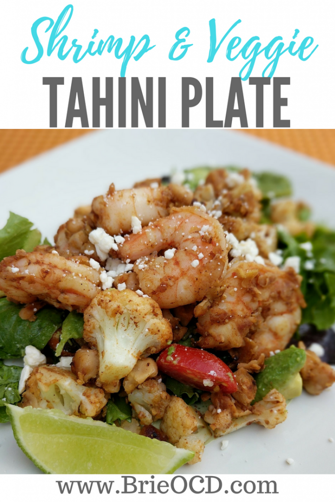shrimp veggie tahini plate