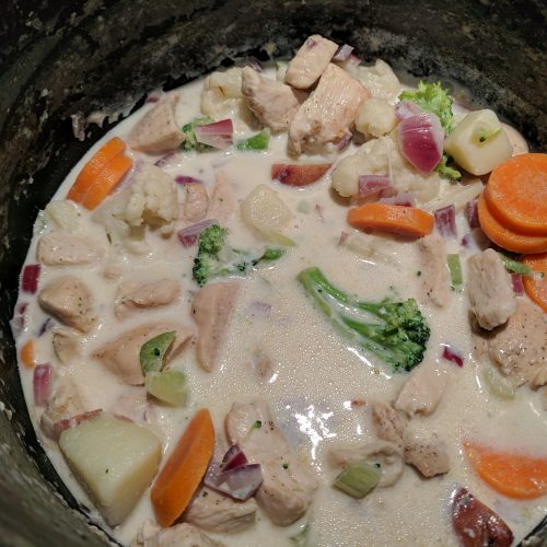 chicken pot pie soup add chicken to pot and rue