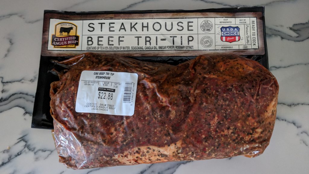 marinated tri tip in package