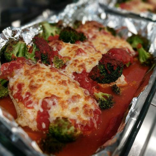 chicken parm broil for golden brown top