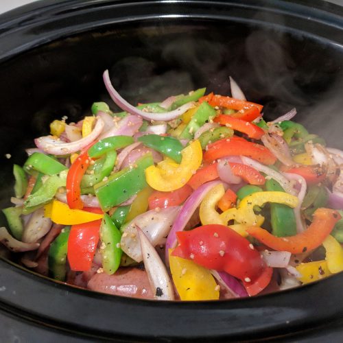 add sausage and peppers to crockpot