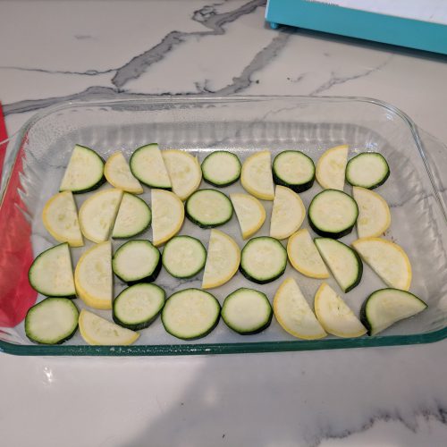 lasagna lightly grease and lay down zucchini