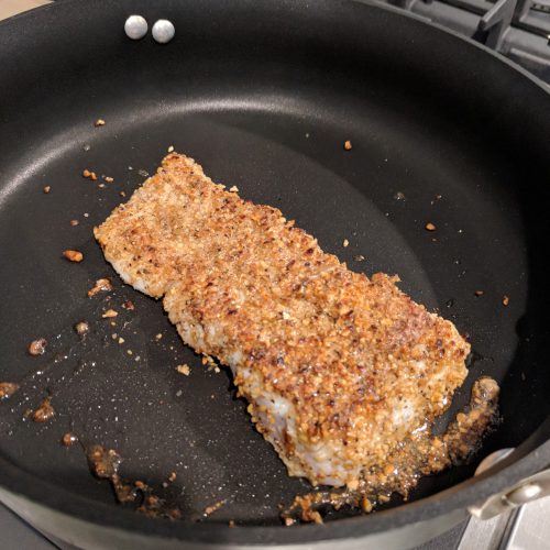 nut crusted halibut sear each side of fish for 2 minutes