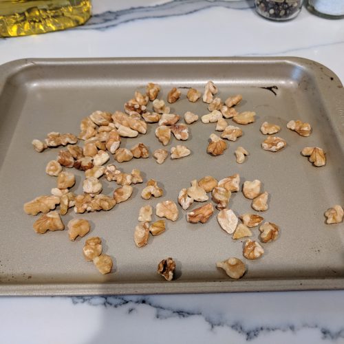 place walnuts on a baking tray
