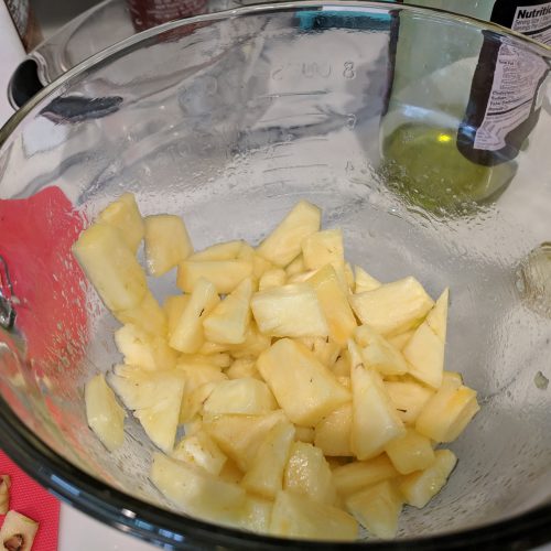 toss pineapple and olive oil
