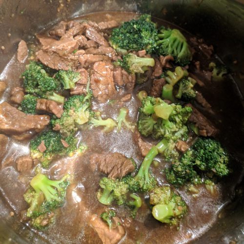 beef and broccoli add broccoli and slurry to ip