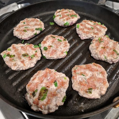 pork and pineapple slider add patties to grill pan