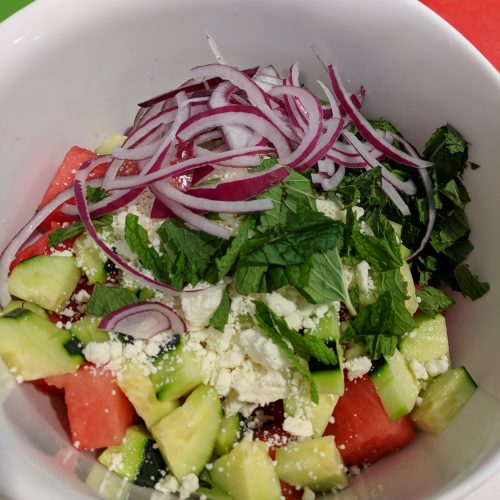 watermelon salad combine everything in mixing bowl