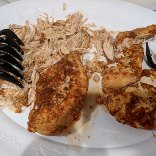 cilantro lime chicken remove chicken from pot and shred w. claws or 2 forks