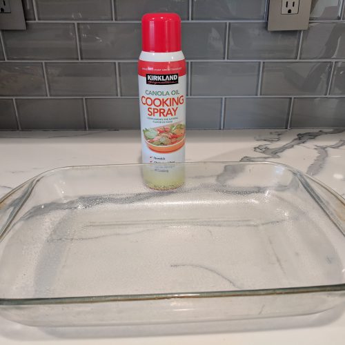 spray baking dish with cooking spray