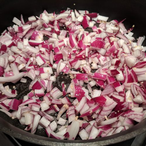 saute garlic and onions