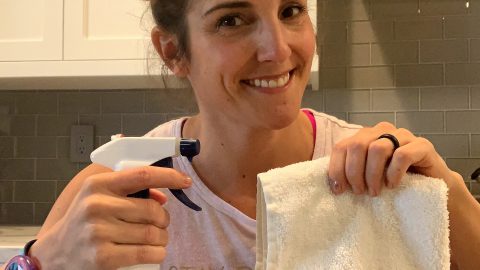 me with dryer and facecloth
